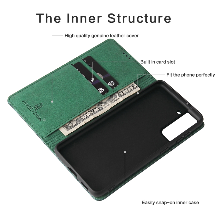 For Samsung Galaxy S21 Ultra 5G Fierre Shann Crocodile Texture Magnetic Horizontal Flip Genuine Leather Case with Holder & Card Slot(Green) For Samsung Galaxy S21 Ultra 5G Fierre Shann Crocodile Texture Magnetic Horizontal Flip Genuine Leather Case with Holder & Card Slot(Green)