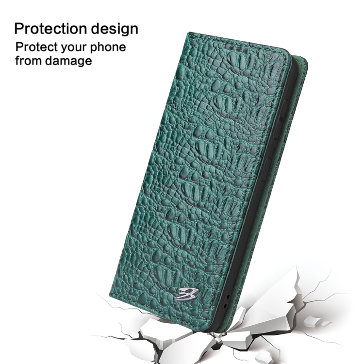 For Samsung Galaxy S21 Ultra 5G Fierre Shann Crocodile Texture Magnetic Horizontal Flip Genuine Leather Case with Holder & Card Slot(Green) For Samsung Galaxy S21 Ultra 5G Fierre Shann Crocodile Texture Magnetic Horizontal Flip Genuine Leather Case with Holder & Card Slot(Green)
