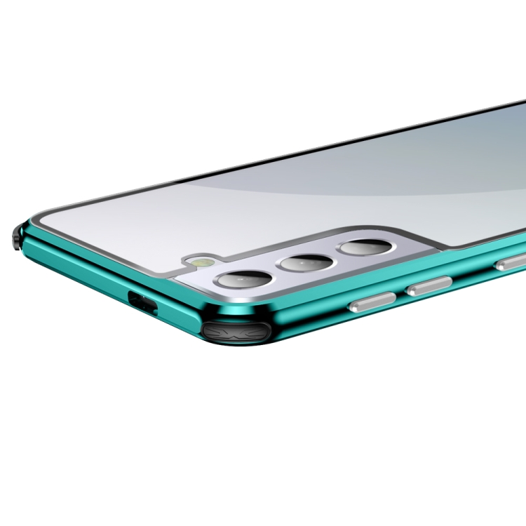 For Samsung Galaxy S21+ 5G Four-corner Shockproof Anti-peeping Magnetic Metal Frame Double-sided Tempered Glass Case(Blue) For Samsung Galaxy S21+ 5G Four-corner Shockproof Anti-peeping Magnetic Metal Frame Double-sided Tempered Glass Case(Blue)