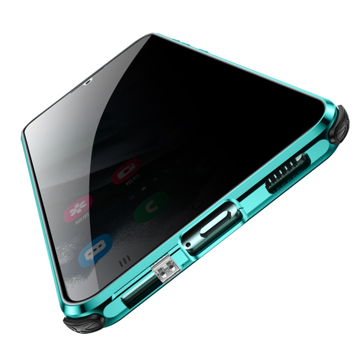 For Samsung Galaxy S21+ 5G Four-corner Shockproof Anti-peeping Magnetic Metal Frame Double-sided Tempered Glass Case(Blue) For Samsung Galaxy S21+ 5G Four-corner Shockproof Anti-peeping Magnetic Metal Frame Double-sided Tempered Glass Case(Blue)
