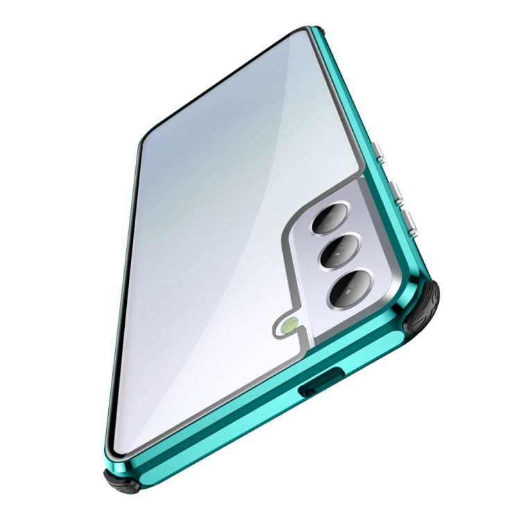 For Samsung Galaxy S21+ 5G Four-corner Shockproof Anti-peeping Magnetic Metal Frame Double-sided Tempered Glass Case(Blue) For Samsung Galaxy S21+ 5G Four-corner Shockproof Anti-peeping Magnetic Metal Frame Double-sided Tempered Glass Case(Blue)