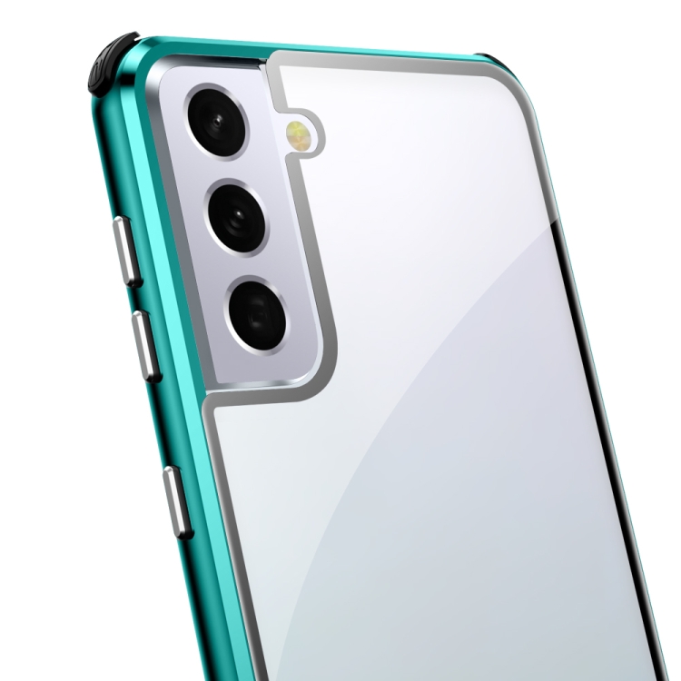 For Samsung Galaxy S21+ 5G Four-corner Shockproof Anti-peeping Magnetic Metal Frame Double-sided Tempered Glass Case(Blue) For Samsung Galaxy S21+ 5G Four-corner Shockproof Anti-peeping Magnetic Metal Frame Double-sided Tempered Glass Case(Blue)