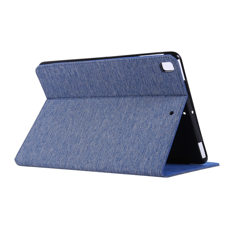 Horizontal Flip TPU + Fabric PU Leather Protective Case with Name Card Clip For iPad 9.7 (2017/2018) & iPad Air & Air2 & iPad Pro 9.7(Dark Blue) Horizontal Flip TPU + Fabric PU Leather Protective Case with Name Card Clip For iPad 9.7 (2017/2018) & iPad Air & Air2 & iPad Pro 9.7(Dark Blue)