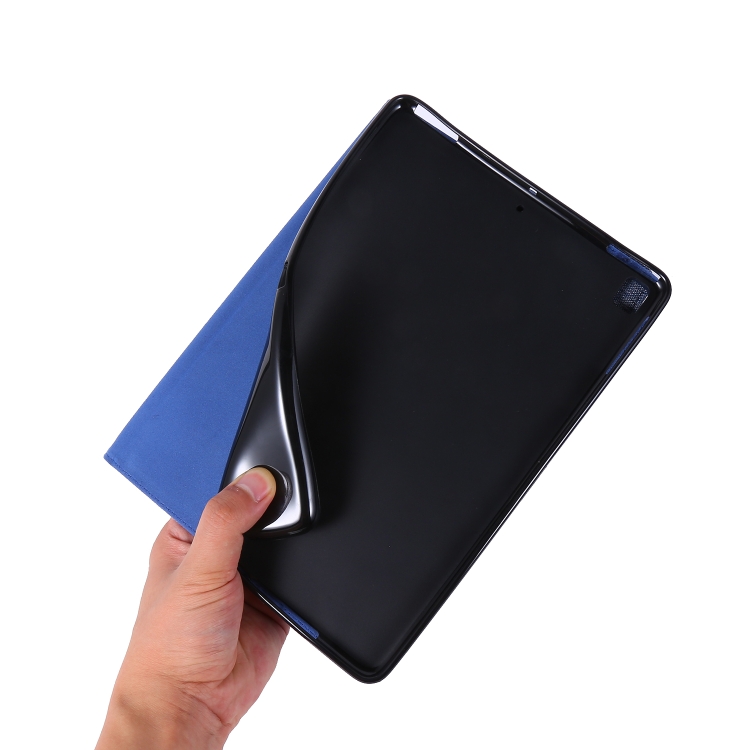 Horizontal Flip TPU + Fabric PU Leather Protective Case with Name Card Clip For iPad 9.7 (2017/2018) & iPad Air & Air2 & iPad Pro 9.7(Dark Blue) Horizontal Flip TPU + Fabric PU Leather Protective Case with Name Card Clip For iPad 9.7 (2017/2018) & iPad Air & Air2 & iPad Pro 9.7(Dark Blue)