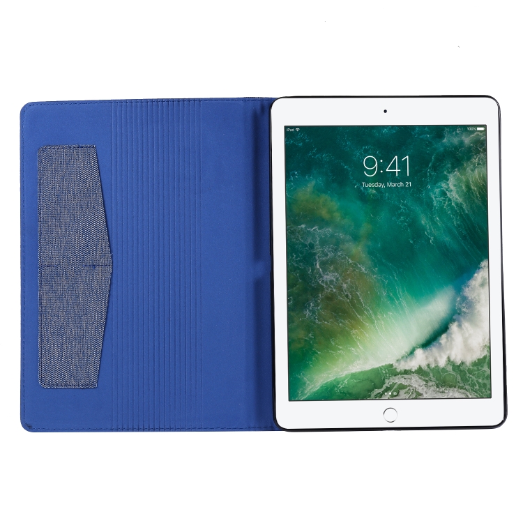 Horizontal Flip TPU + Fabric PU Leather Protective Case with Name Card Clip For iPad 10.2 2021 / 2020 / 2019(Dark Blue) Horizontal Flip TPU + Fabric PU Leather Protective Case with Name Card Clip For iPad 10.2 2021 / 2020 / 2019(Dark Blue)