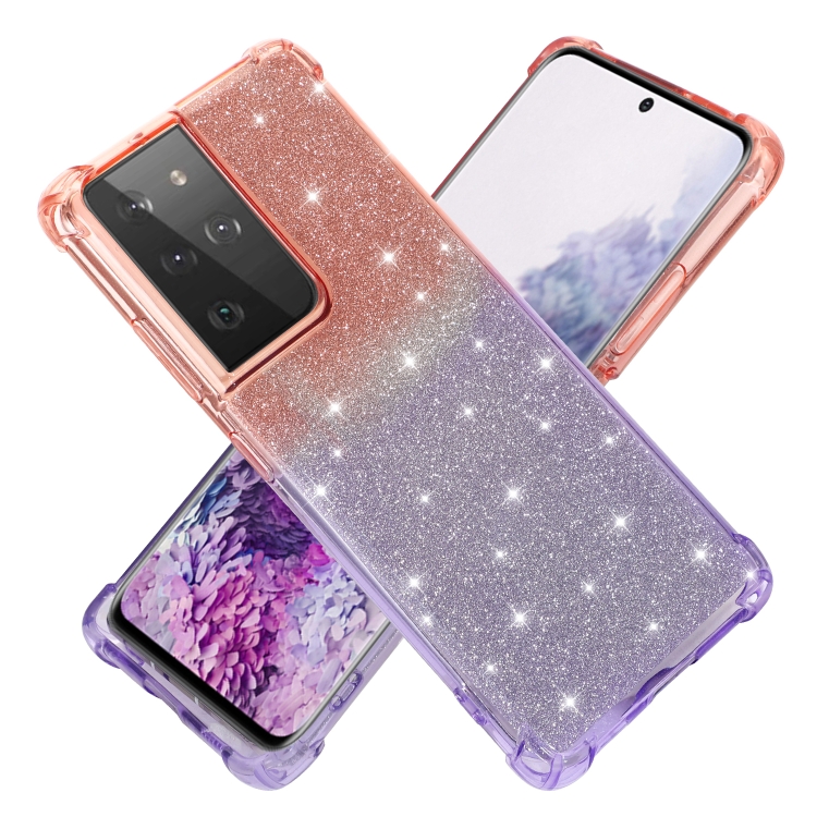 For Samsung Galaxy S21 5G Gradient Glitter Powder Shockproof TPU Protective Case(Blue Green) For Samsung Galaxy S21 5G Gradient Glitter Powder Shockproof TPU Protective Case(Blue Green)