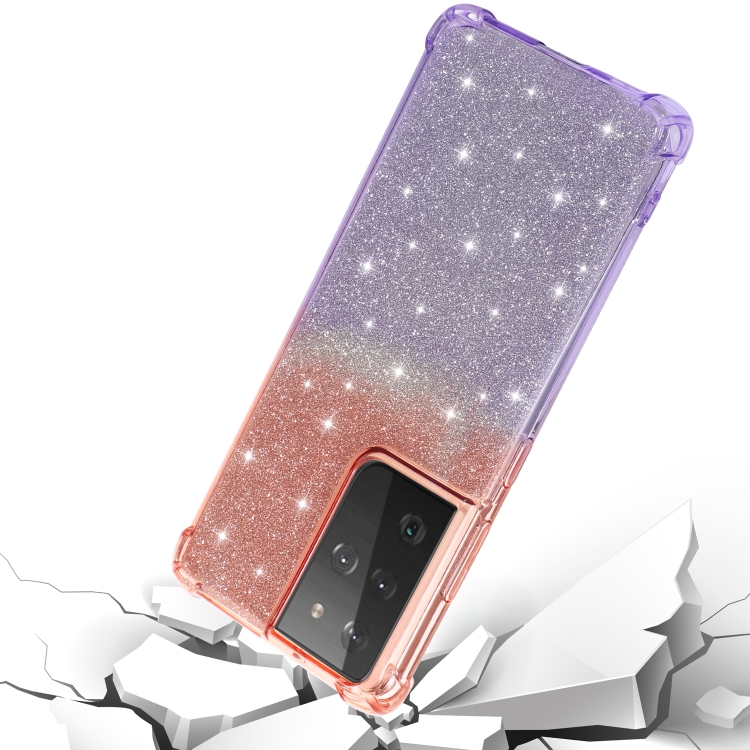 For Samsung Galaxy S21 5G Gradient Glitter Powder Shockproof TPU Protective Case(Blue Green) For Samsung Galaxy S21 5G Gradient Glitter Powder Shockproof TPU Protective Case(Blue Green)