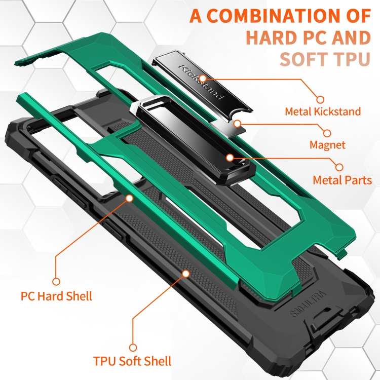 For Samsung Galaxy S21 Ultra 5G Knight Jazz PC+TPU Shockproof Protective Case with Foldable Holder(Dark Green) For Samsung Galaxy S21 Ultra 5G Knight Jazz PC+TPU Shockproof Protective Case with Foldable Holder(Dark Green)