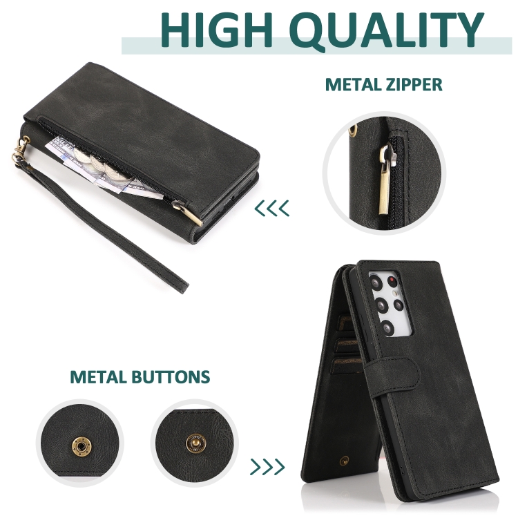 For Samsung Galaxy S21 Ultra 5G Skin-feel Crazy Horse Texture Zipper Wallet Bag Horizontal Flip Leather Case with Holder & Card Slots & Wallet & Lanyard(Black) For Samsung Galaxy S21 Ultra 5G Skin-feel Crazy Horse Texture Zipper Wallet Bag Horizontal Flip Leather Case with Holder & Card Slots & Wallet & Lanyard(Black)