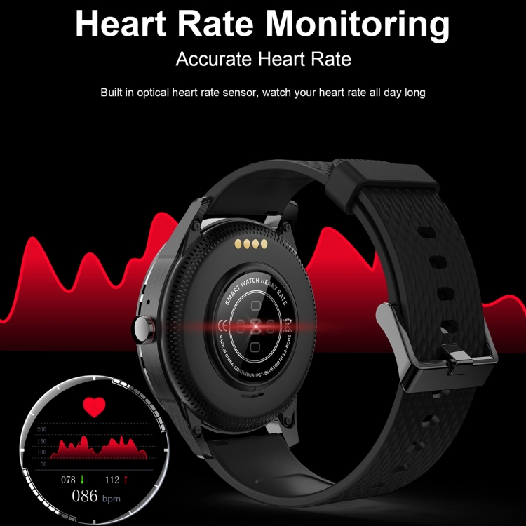 H6 Reloj inteligente a prueba de agua con pantalla táctil de 1,28 pulgadas IP67, compatible con llamadas Bluetooth / Monitorización del sueño / Monitorización del ritmo cardíaco - 9