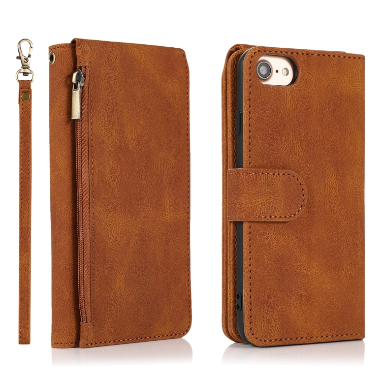 Skin-feel Crazy Horse Texture Zipper Wallet Bag Horizontal Flip Leather Case with Holder & Card Slots & Wallet & Lanyard For iPhone 6(Brown) Skin-feel Crazy Horse Texture Zipper Wallet Bag Horizontal Flip Leather Case with Holder & Card Slots & Wallet & Lanyard For iPhone 6(Brown)
