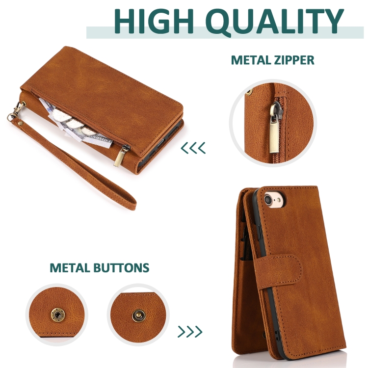 Skin-feel Crazy Horse Texture Zipper Wallet Bag Horizontal Flip Leather Case with Holder & Card Slots & Wallet & Lanyard For iPhone 6(Brown) Skin-feel Crazy Horse Texture Zipper Wallet Bag Horizontal Flip Leather Case with Holder & Card Slots & Wallet & Lanyard For iPhone 6(Brown)