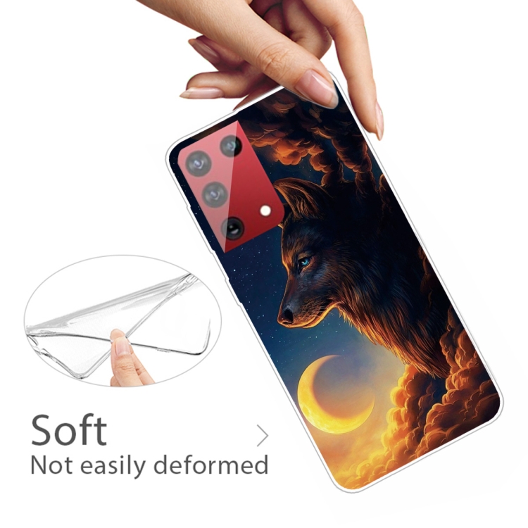 For Samsung Galaxy S21 Ultra 5G Shockproof Painted Transparent TPU Protective Case(Sky Wolf) For Samsung Galaxy S21 Ultra 5G Shockproof Painted Transparent TPU Protective Case(Sky Wolf)