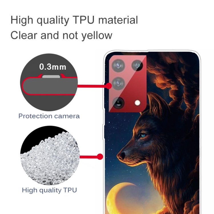 For Samsung Galaxy S21 Ultra 5G Shockproof Painted Transparent TPU Protective Case(Sky Wolf) For Samsung Galaxy S21 Ultra 5G Shockproof Painted Transparent TPU Protective Case(Sky Wolf)