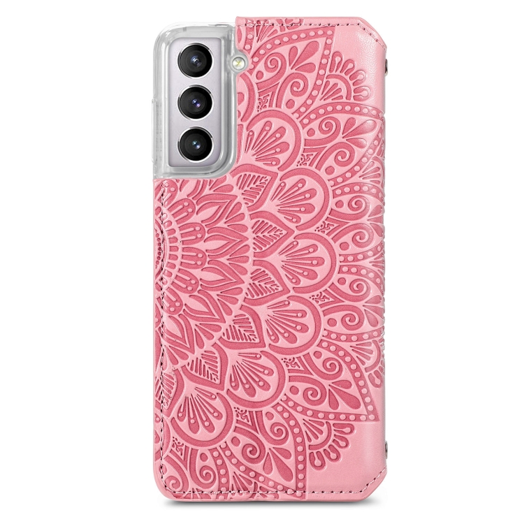 For Samsung Galaxy S21 5G Blooming Mandala Embossed Pattern Magnetic Horizontal Flip Leather Case with Holder & Card Slots & Wallet(Pink) For Samsung Galaxy S21 5G Blooming Mandala Embossed Pattern Magnetic Horizontal Flip Leather Case with Holder & Card Slots & Wallet(Pink)