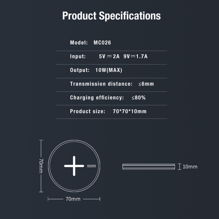 NILLKIN MC026 Portable Button Fast Charging Wireless Charger(Black) NILLKIN MC026 Portable Button Fast Charging Wireless Charger(Black)