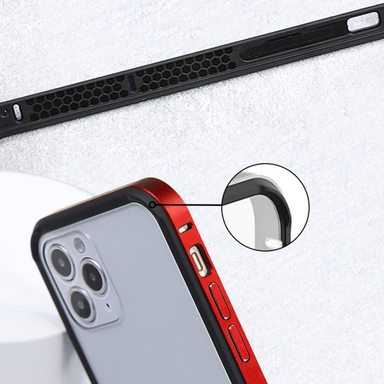 For iPhone 12 TGVlS Glacier Series TPU + Metal Protective Case(Red) For iPhone 12 TGVlS Glacier Series TPU + Metal Protective Case(Red)