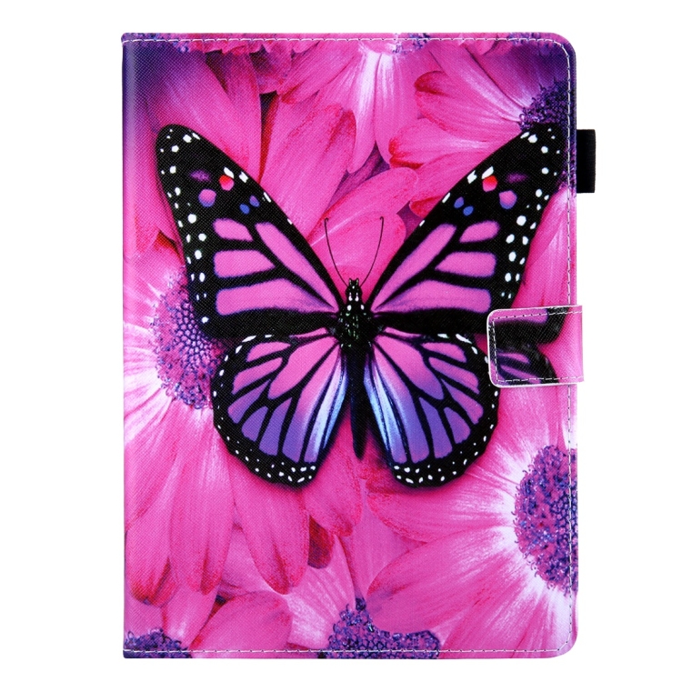 For iPad 10.2 2021 / 2020 / 2019 Coloured Drawing Pattern Horizontal Flip Leather Case with Holder & Card Slots & Photo Frame(Red Flower Pink Butterfly) For iPad 10.2 2021 / 2020 / 2019 Coloured Drawing Pattern Horizontal Flip Leather Case with Holder & Card Slots & Photo Frame(Red Flower Pink Butterfly)