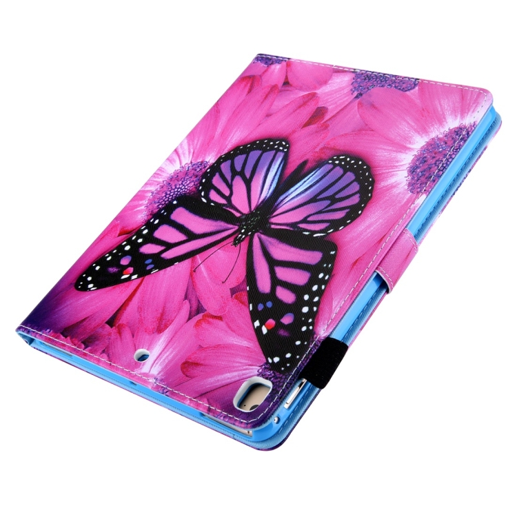 For iPad 10.2 2021 / 2020 / 2019 Coloured Drawing Pattern Horizontal Flip Leather Case with Holder & Card Slots & Photo Frame(Red Flower Pink Butterfly) For iPad 10.2 2021 / 2020 / 2019 Coloured Drawing Pattern Horizontal Flip Leather Case with Holder & Card Slots & Photo Frame(Red Flower Pink Butterfly)