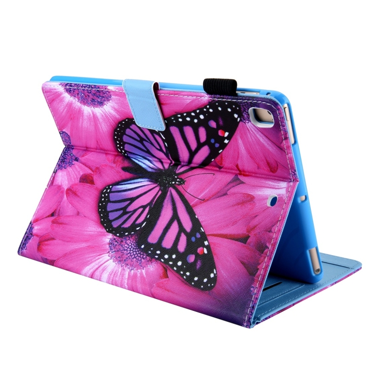 For iPad 10.2 2021 / 2020 / 2019 Coloured Drawing Pattern Horizontal Flip Leather Case with Holder & Card Slots & Photo Frame(Red Flower Pink Butterfly) For iPad 10.2 2021 / 2020 / 2019 Coloured Drawing Pattern Horizontal Flip Leather Case with Holder & Card Slots & Photo Frame(Red Flower Pink Butterfly)