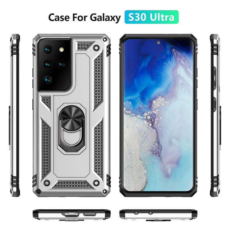 For Samsung Galaxy S21 Ultra 5G Shockproof TPU + PC Protective Case with 360 Degree Rotating Holder(Silver) For Samsung Galaxy S21 Ultra 5G Shockproof TPU + PC Protective Case with 360 Degree Rotating Holder(Silver)