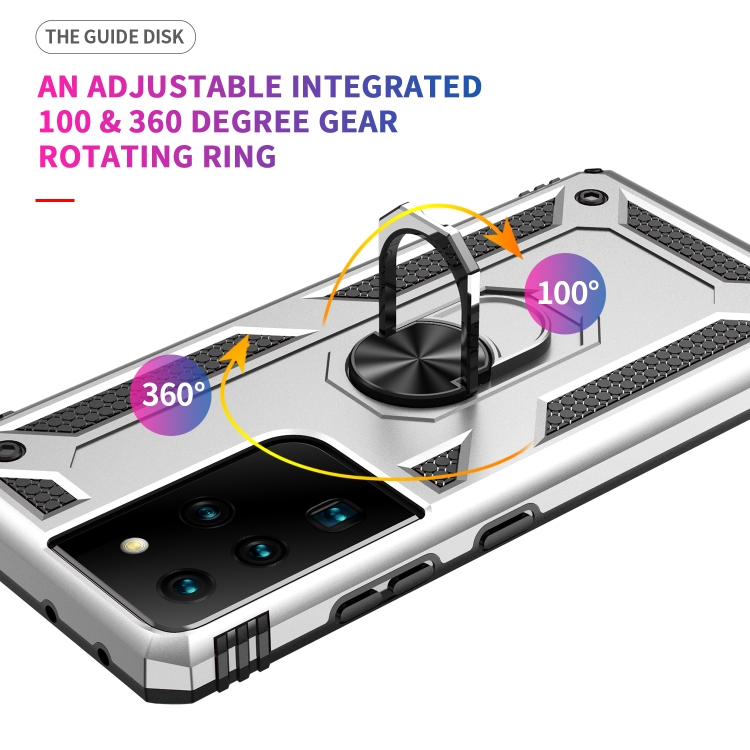 For Samsung Galaxy S21 Ultra 5G Shockproof TPU + PC Protective Case with 360 Degree Rotating Holder(Silver) For Samsung Galaxy S21 Ultra 5G Shockproof TPU + PC Protective Case with 360 Degree Rotating Holder(Silver)