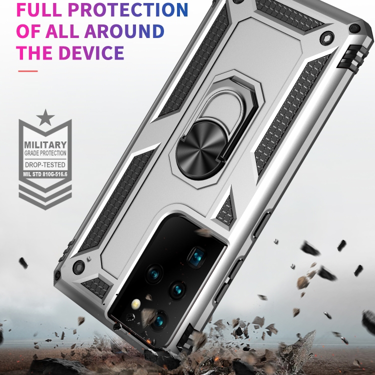 For Samsung Galaxy S21 Ultra 5G Shockproof TPU + PC Protective Case with 360 Degree Rotating Holder(Silver) For Samsung Galaxy S21 Ultra 5G Shockproof TPU + PC Protective Case with 360 Degree Rotating Holder(Silver)