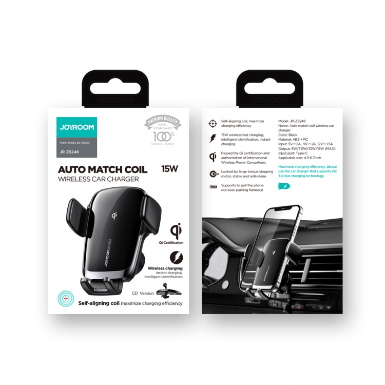 JOYROOM JR-ZS248 15 Max Electric Wireless Car Charger Holder, Specification:CD Version JOYROOM JR-ZS248 15 Max Electric Wireless Car Charger Holder, Specification:CD Version
