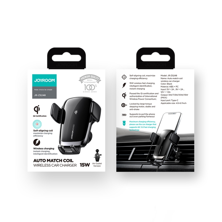 JOYROOM JR-ZS248 15 Max Electric Wireless Car Charger Holder, Specification:Air Outlet Version JOYROOM JR-ZS248 15 Max Electric Wireless Car Charger Holder, Specification:Air Outlet Version