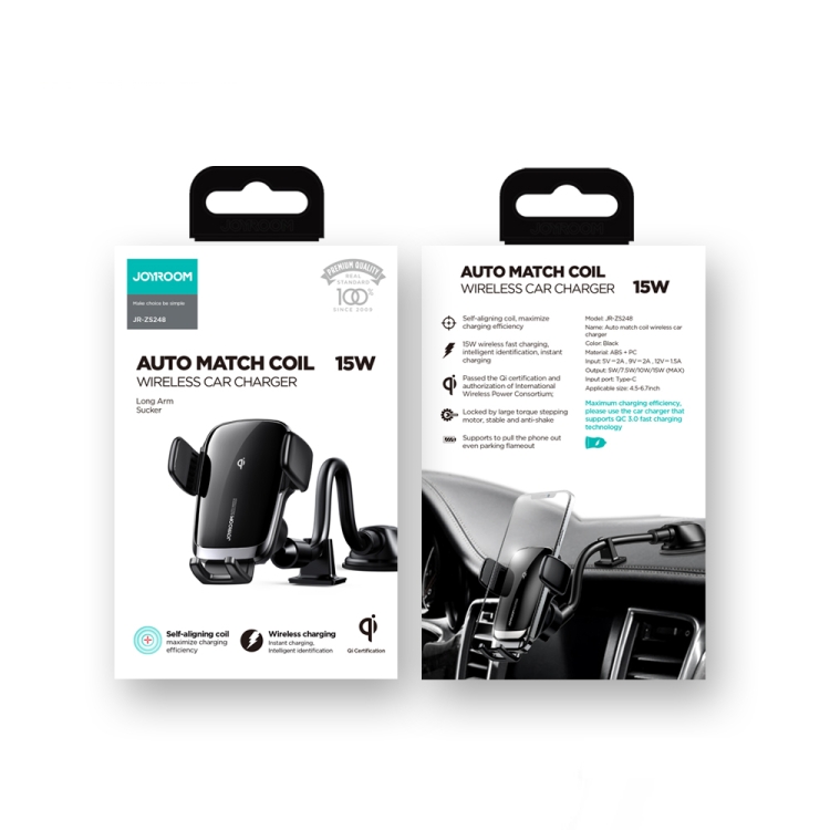 JOYROOM JR-ZS248 15 Max Electric Wireless Car Charger Holder, Specification:Suction Cup Version JOYROOM JR-ZS248 15 Max Electric Wireless Car Charger Holder, Specification:Suction Cup Version