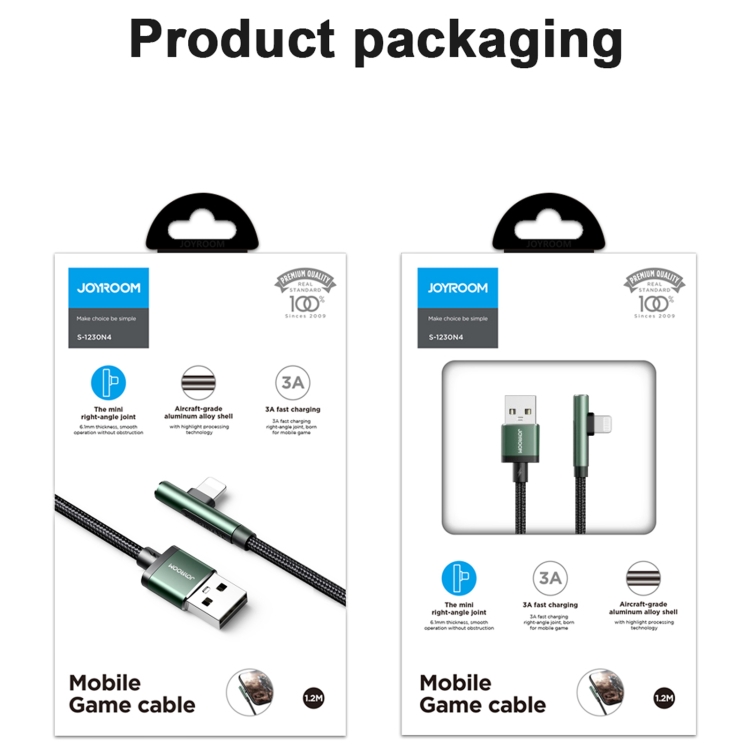 JOYROOM S-1230N4 3A 8 Pin Gaming Angle Head Fast Charging Data Cable, Length: 1.2m(Black Green) JOYROOM S-1230N4 3A 8 Pin Gaming Angle Head Fast Charging Data Cable, Length: 1.2m(Black Green)