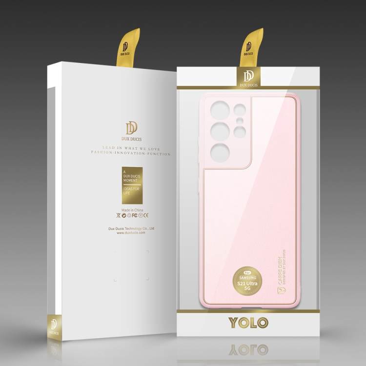 For Samsung Galaxy S21 Ultra 5G DUX DUCIS YOLO Series PU + PC + TPU All-inclusive Electroplating Shockproof Protective Case(Pink) For Samsung Galaxy S21 Ultra 5G DUX DUCIS YOLO Series PU + PC + TPU All-inclusive Electroplating Shockproof Protective Case(Pink)