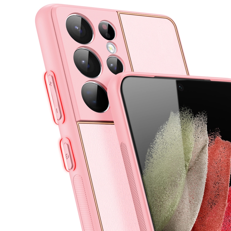 For Samsung Galaxy S21 Ultra 5G DUX DUCIS YOLO Series PU + PC + TPU All-inclusive Electroplating Shockproof Protective Case(Pink) For Samsung Galaxy S21 Ultra 5G DUX DUCIS YOLO Series PU + PC + TPU All-inclusive Electroplating Shockproof Protective Case(Pink)