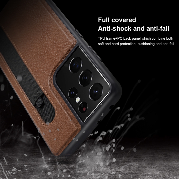 For Samsung Galaxy S21 Ultra 5G NILLKIN Aoge Series Shockproof Leather Case with Card Slot(Brown) For Samsung Galaxy S21 Ultra 5G NILLKIN Aoge Series Shockproof Leather Case with Card Slot(Brown)