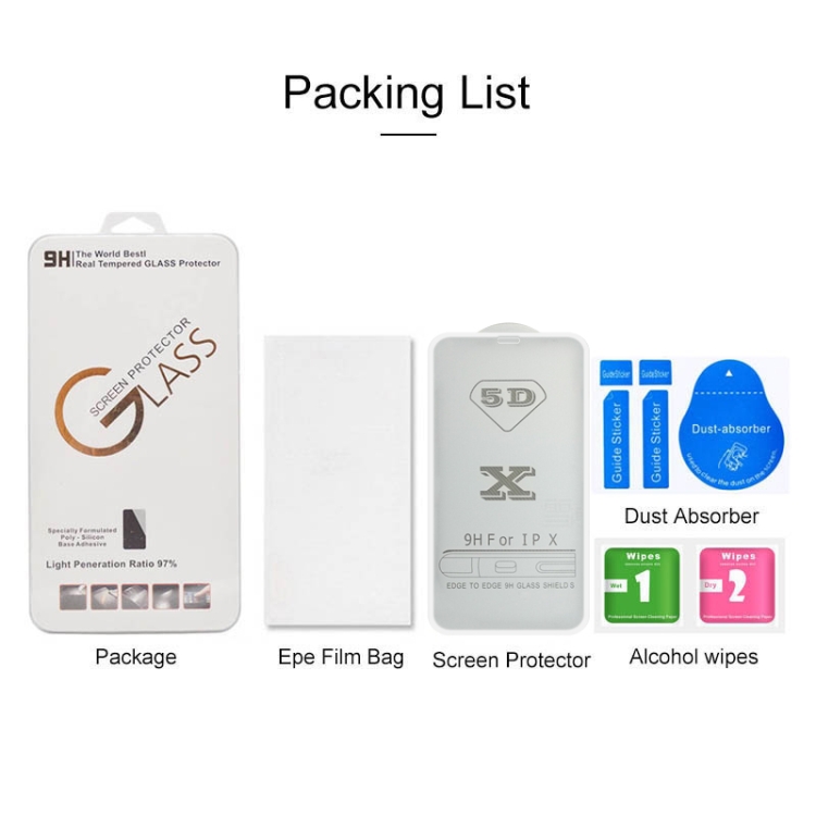 For iPhone XS Max / 11 Pro Max 9H 5D Full Glue Full Screen Tempered Glass Film (White)