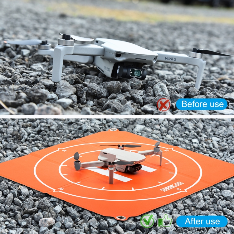 StarTRC 1109143 50cm Portátil Drone Universal Plegable Cuadrado Plaza delantal delantal Pad para DJI FPV / Mini 2 / MAVIC AIRE 2 / AIRE 2S (naranja + azul) - 5