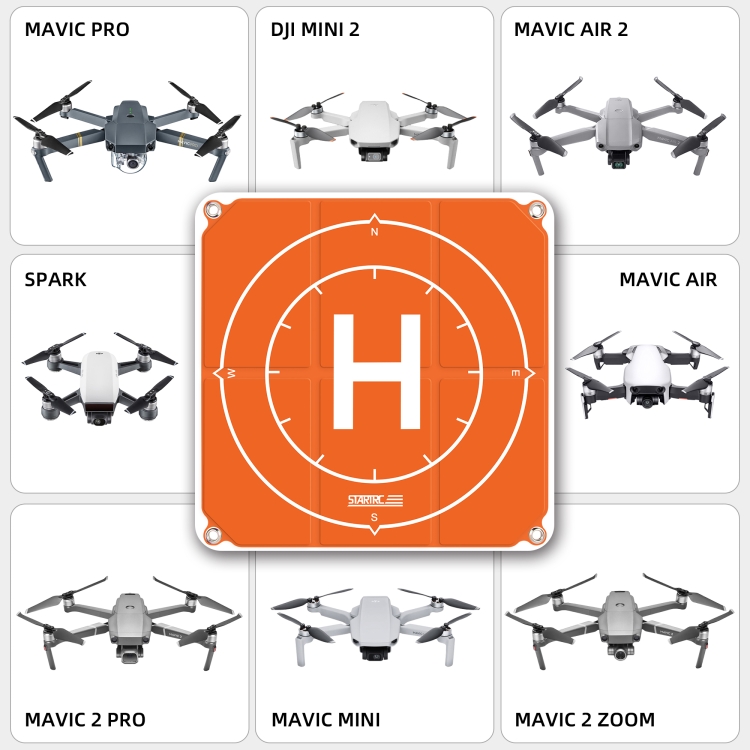 StarTRC 1109143 50cm Portátil Drone Universal Plegable Cuadrado Plaza delantal delantal Pad para DJI FPV / Mini 2 / MAVIC AIRE 2 / AIRE 2S (naranja + azul) - 7