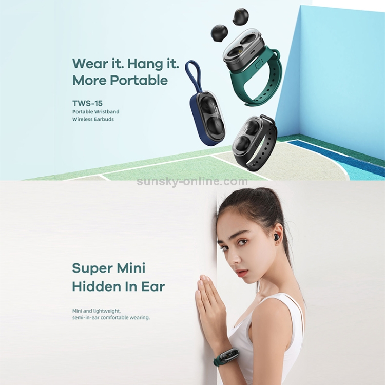 Remax TWS-15 Bluetooth 5.0 Portable Wristband Style True Wireless Stereo Earphone(Green) Remax TWS-15 Bluetooth 5.0 Portable Wristband Style True Wireless Stereo Earphone(Green)
