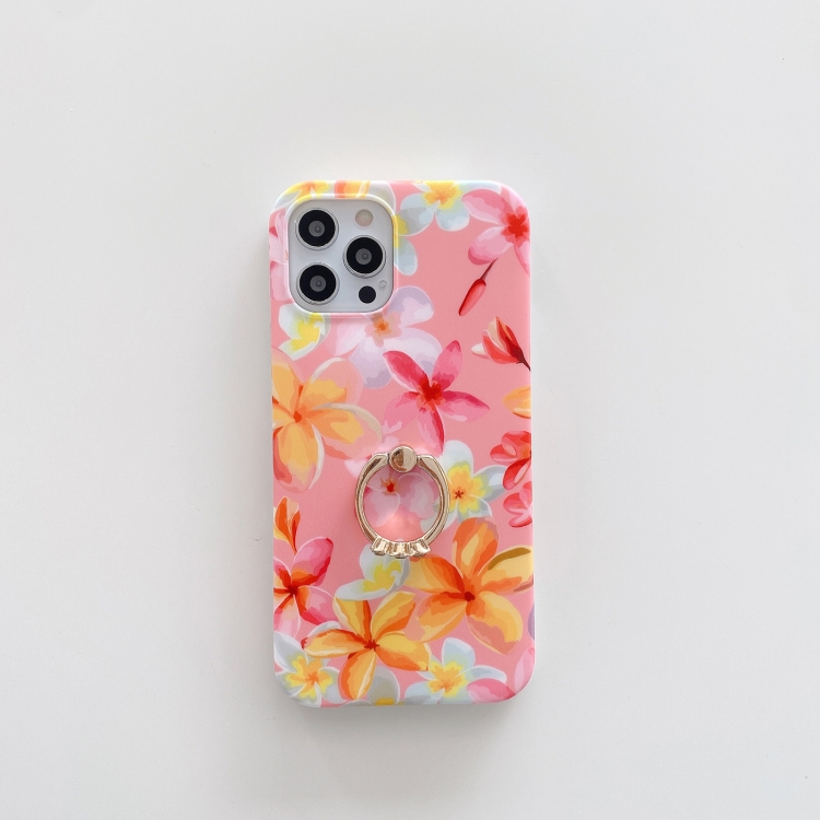 For iPhone 12 Pro Max Small Floral Pattern Shockproof Case with Ring Holder(Pink) For iPhone 12 Pro Max Small Floral Pattern Shockproof Case with Ring Holder(Pink)