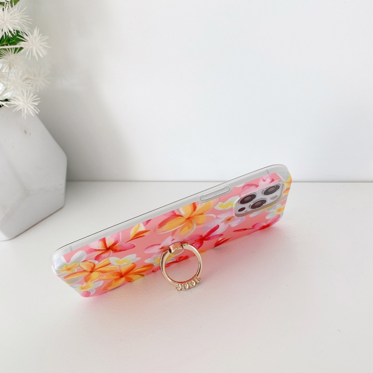 For iPhone 12 Pro Max Small Floral Pattern Shockproof Case with Ring Holder(Pink) For iPhone 12 Pro Max Small Floral Pattern Shockproof Case with Ring Holder(Pink)