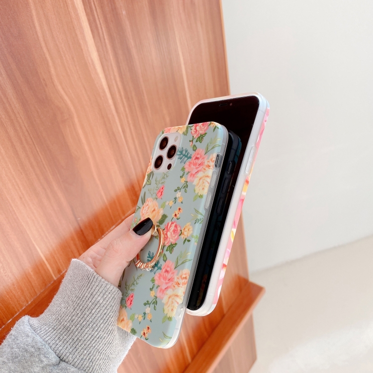 For iPhone 12 Pro Max Small Floral Pattern Shockproof Case with Ring Holder(Pink) For iPhone 12 Pro Max Small Floral Pattern Shockproof Case with Ring Holder(Pink)