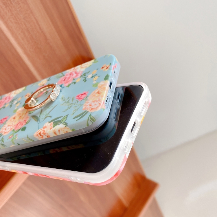 For iPhone 12 Pro Max Small Floral Pattern Shockproof Case with Ring Holder(Pink) For iPhone 12 Pro Max Small Floral Pattern Shockproof Case with Ring Holder(Pink)