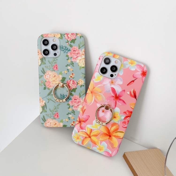 For iPhone 12 Pro Max Small Floral Pattern Shockproof Case with Ring Holder(Pink) For iPhone 12 Pro Max Small Floral Pattern Shockproof Case with Ring Holder(Pink)