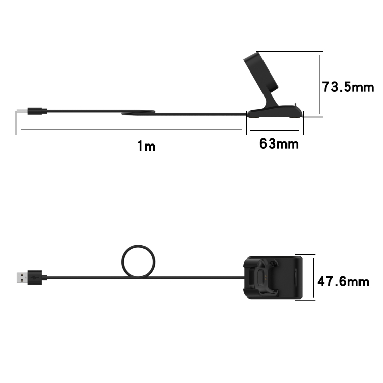 Para Xiaomi MI Watch Lite / Redmi Watch USB Titular de cargador magnético  vertical con función de datos, Longitud: 1M (Negro)