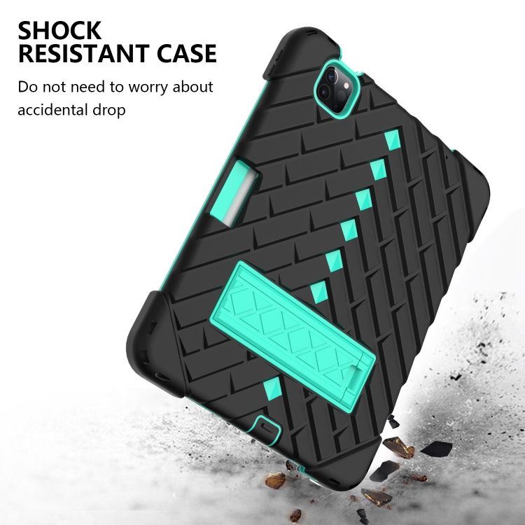 Shockproof Rhombus Robot PC + Silicone Protective Case with Holder & Shoulder Strap For iPad Air 2022 / 2020 10.9(Black+Mint Green) Shockproof Rhombus Robot PC + Silicone Protective Case with Holder & Shoulder Strap For iPad Air 2022 / 2020 10.9(Black+Mint Green)