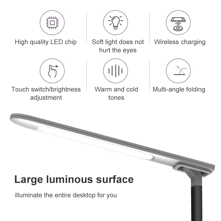 T01 10W Multi-function Aluminum Alloy Folding Touch Desk Lamp Mobile Phone Wireless Charger(Pink)