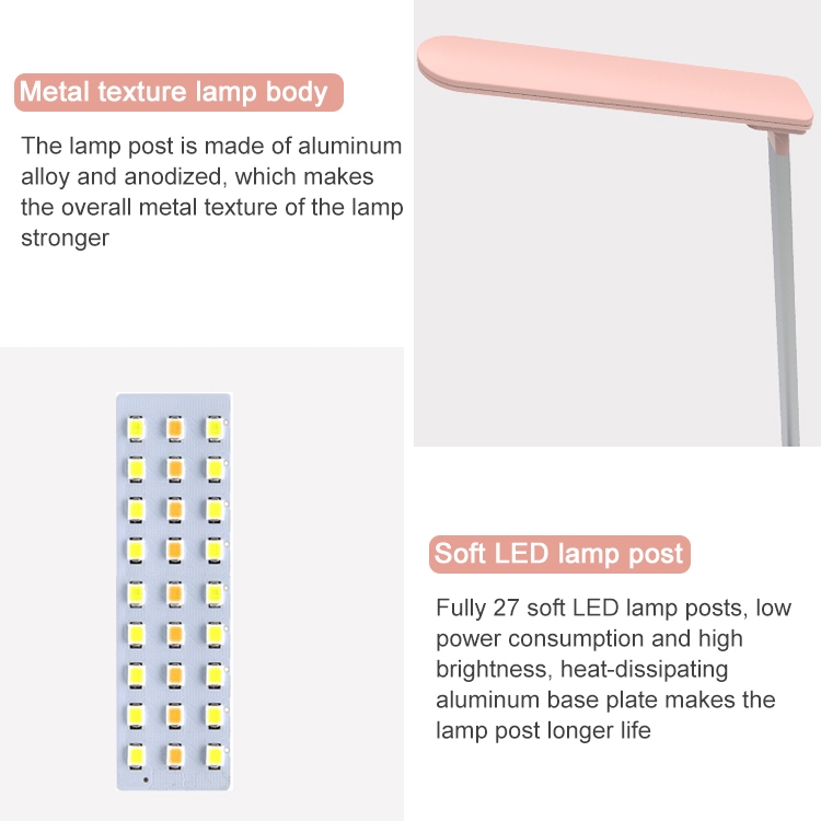 T01 10W Multi-function Aluminum Alloy Folding Touch Desk Lamp Mobile Phone Wireless Charger(Pink)
