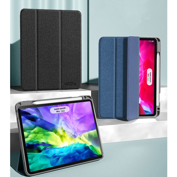 For iPad Pro 12.9 2022 / 2021 / 2020 Mutural YASHI Series TPU + PU Cloth Pattern Texture Horizontal Flip Leather Tablet Case with Three-folding Holder & Pen Slot & Wake-up / Sleep Function(Blue) For iPad Pro 12.9 2022 / 2021 / 2020 Mutural YASHI Series TPU + PU Cloth Pattern Texture Horizontal Flip Leather Tablet Case with Three-folding Holder & Pen Slot & Wake-up / Sleep Function(Blue)