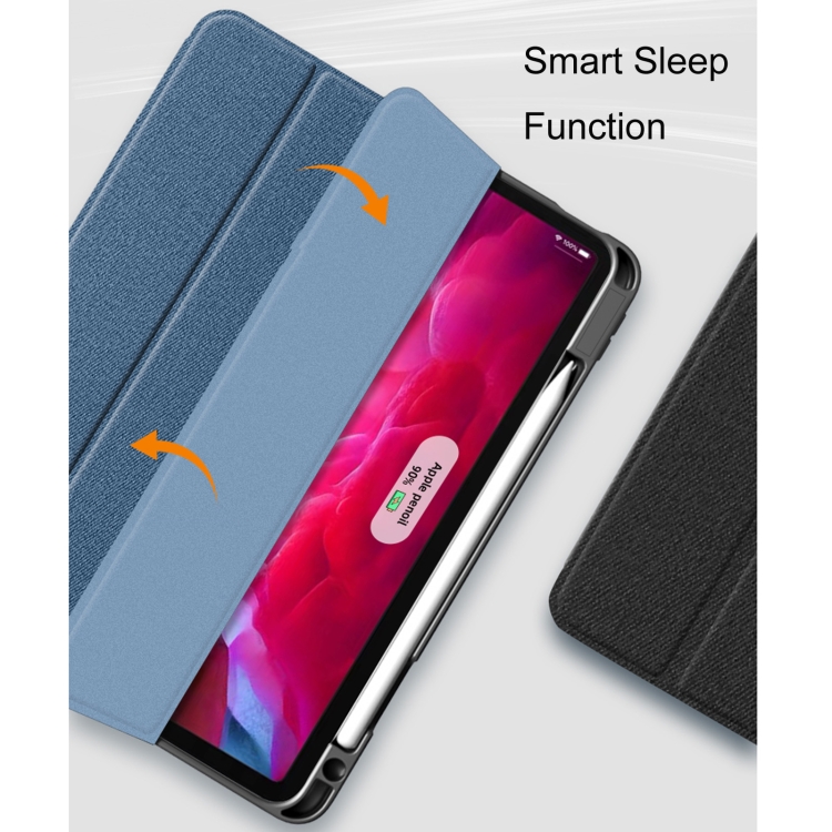 For iPad Pro 12.9 2022 / 2021 / 2020 Mutural YASHI Series TPU + PU Cloth Pattern Texture Horizontal Flip Leather Tablet Case with Three-folding Holder & Pen Slot & Wake-up / Sleep Function(Blue) For iPad Pro 12.9 2022 / 2021 / 2020 Mutural YASHI Series TPU + PU Cloth Pattern Texture Horizontal Flip Leather Tablet Case with Three-folding Holder & Pen Slot & Wake-up / Sleep Function(Blue)