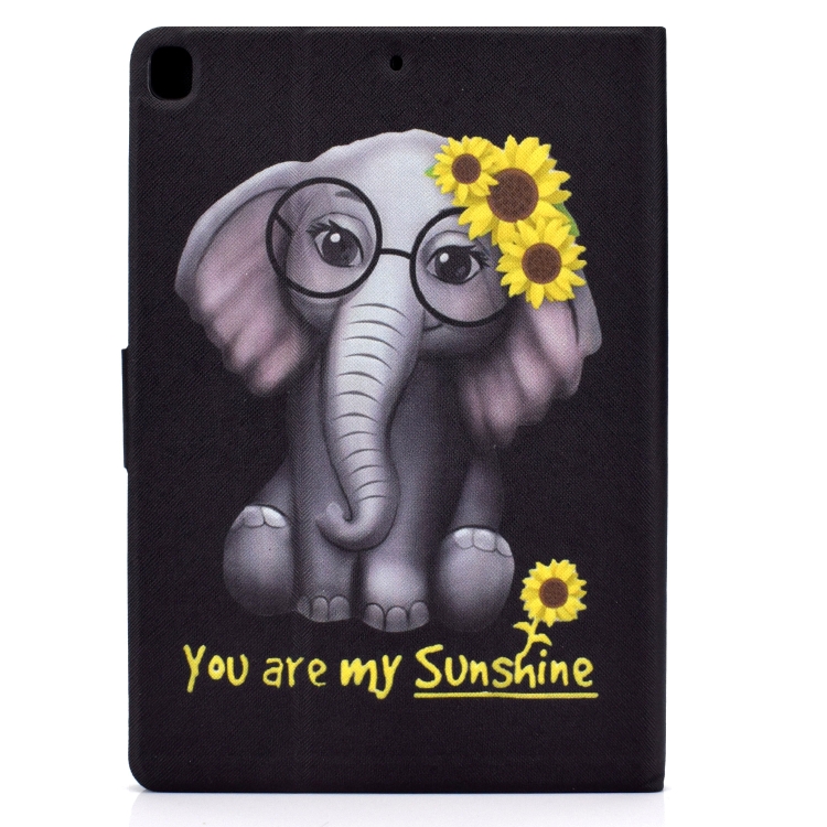 Electric Pressed TPU Colored Drawing Horizontal Flip Leather Case with Holder & Pen Slot For iPad 10.2 (2019) / (2020) & iPad Air (2019) (Flower Elephant)